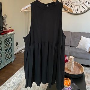 Open back black babydoll top